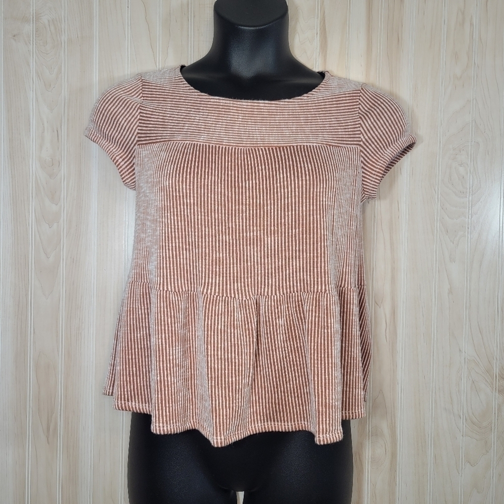 W5 Anthropologie Striped Cap Sleeve Top Sz Lg